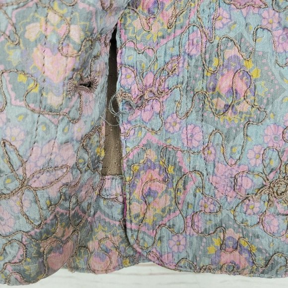 Rare Chicos %100 Silk Lining Violet Purple Multicolored Floral Sewn Women Blazer - Picture 5 of 10